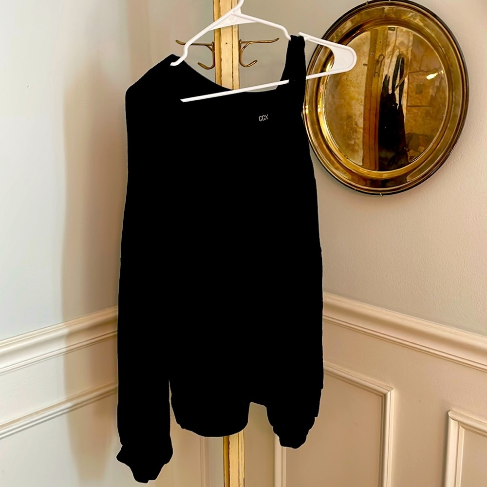 Cold shoulder black sweater